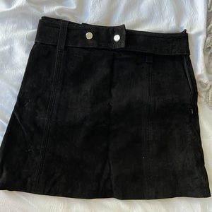 Black suede mini skirt with belt